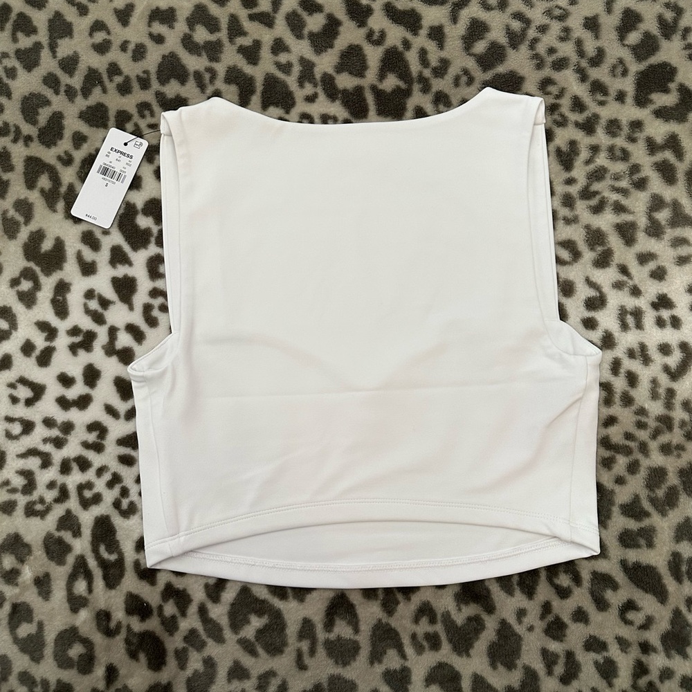 Express Body Contour High Compression Sweetheart Cropped Tank White Size Small - Picture 13 of 17